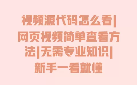 视频源代码怎么看|网页视频简单查看方法|无需专业知识|新手一看就懂