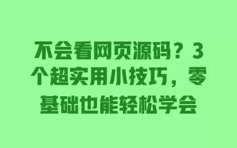 不会看网页源码？3个超实用小技巧，零基础也能轻松学会