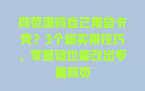 网页源码自己用总卡壳？3个超实用技巧，零基础也能改出专属网页