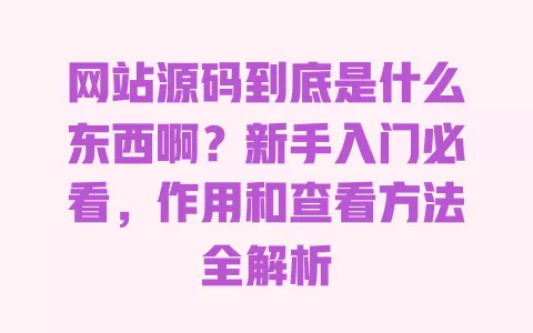 网站源码到底是什么东西啊?新手入门必看,作用和查看方法全解析 网站源码到底是什么东西啊?新手入门必看,作用和查看方法全解析