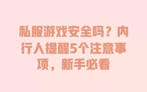 私服游戏安全吗?内行人提醒5个注意事项,新手必看 私服游戏安全吗?内行人提醒5个注意事项,新手必看