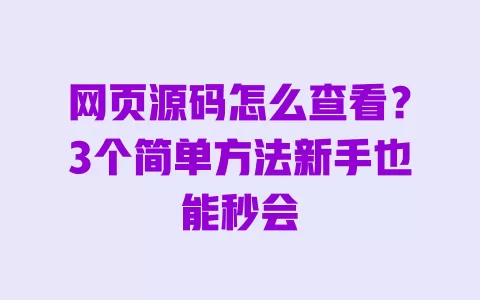 网页源码怎么查看?3个简单方法新手也能秒会 网页源码怎么查看?3个简单方法新手也能秒会
