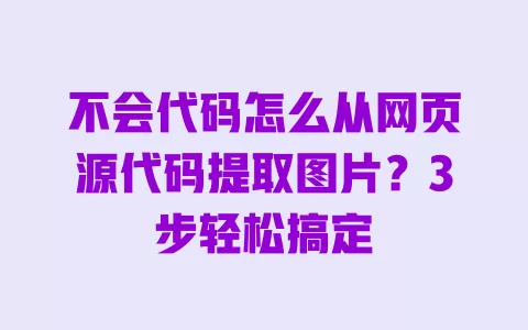 不会代码怎么从网页源代码提取图片？3步轻松搞定