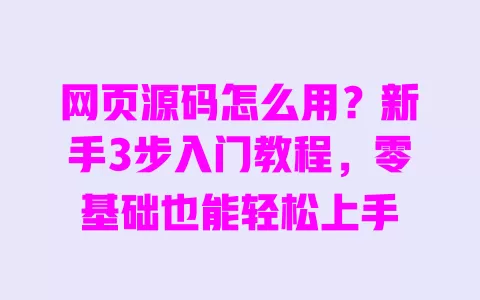网页源码怎么用?新手3步入门教程,零基础也能轻松上手 网页源码怎么用?新手3步入门教程,零基础也能轻松上手