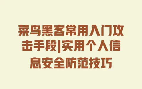 菜鸟黑客常用入门攻击手段|实用个人信息安全防范技巧 菜鸟黑客常用入门攻击手段|实用个人信息安全防范技巧