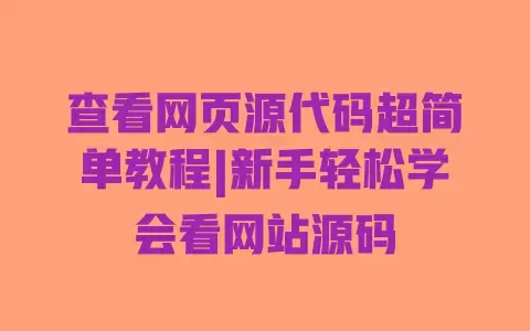 查看网页源代码超简单教程|新手轻松学会看网站源码 查看网页源代码超简单教程|新手轻松学会看网站源码