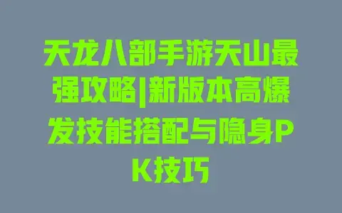 天龙八部手游天山最强攻略|新版本高爆发技能搭配与隐身PK技巧 天龙八部手游天山最强攻略|新版本高爆发技能搭配与隐身PK技巧
