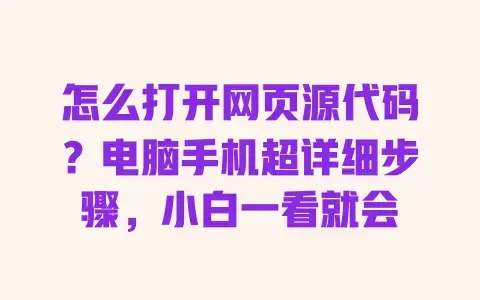 怎么打开网页源代码？电脑手机超详细步骤，小白一看就会