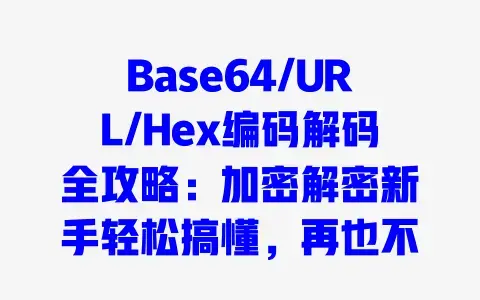 Base64/URL/Hex编码解码全攻略：加密解密新手轻松搞懂，再也不用查