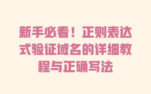 新手必看!正则表达式验证域名的详细教程与正确写法 新手必看!正则表达式验证域名的详细教程与正确写法