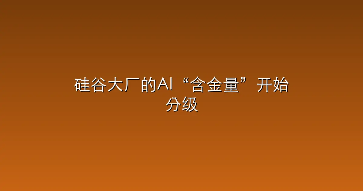 硅谷大厂的AI“含金量”开始分级