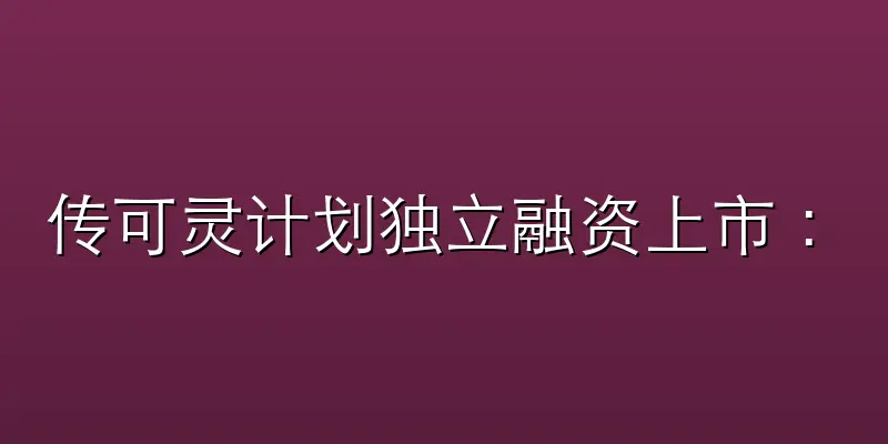传可灵计划独立融资上市：300 亿美元的